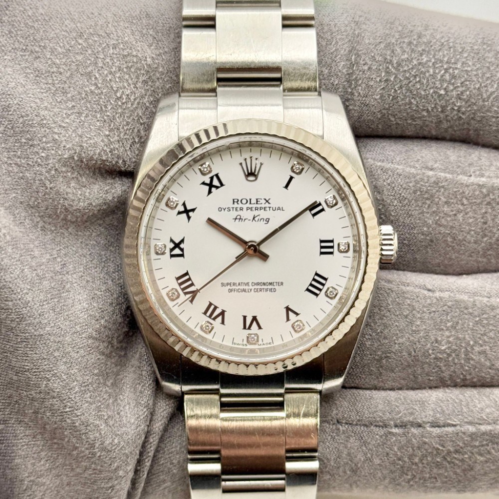 ROLEX AIR-KING STEEL AND WHITE GOLD