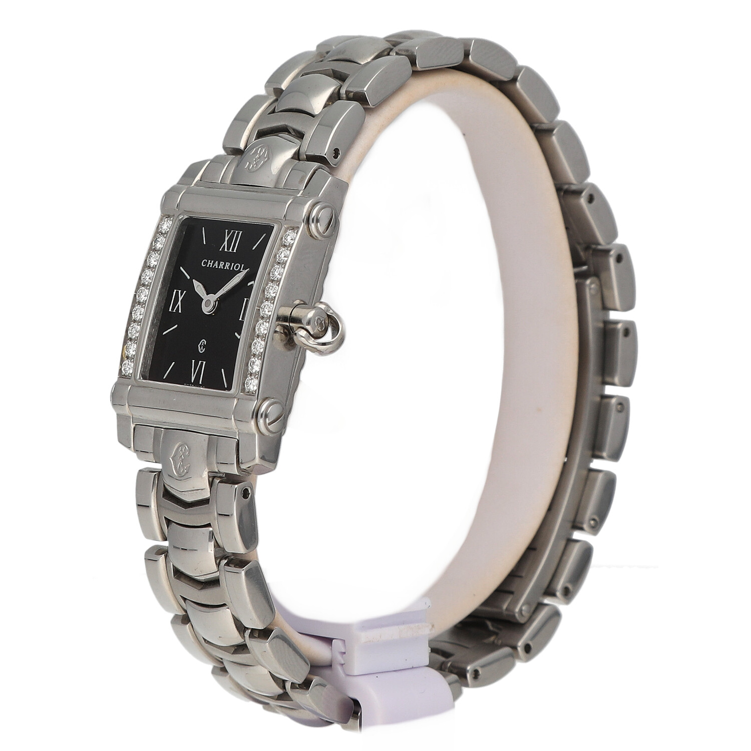 Charriol Columbus 910821D Black Diamond's Small Rectangle Quartz