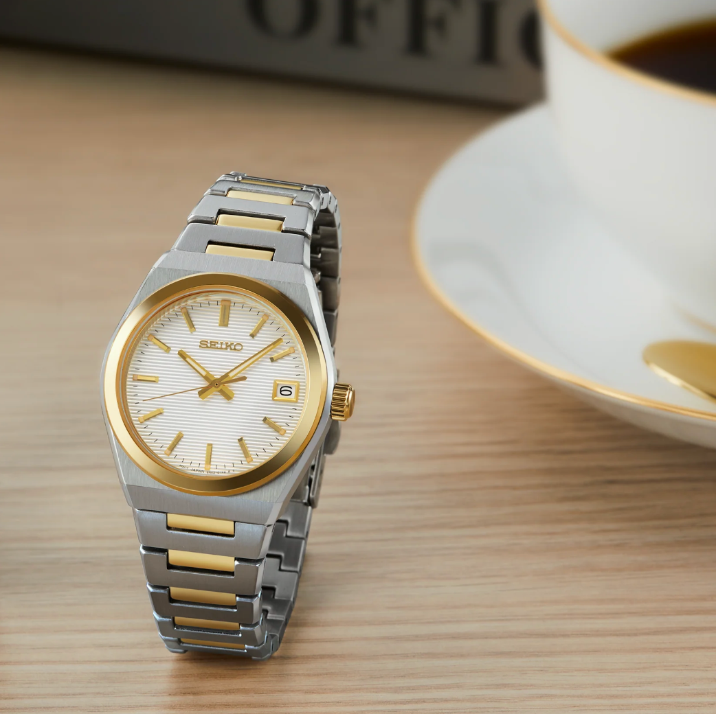Seiko Classic SUR578 Essentials 34 mm Two Tone Steel White Quartz
