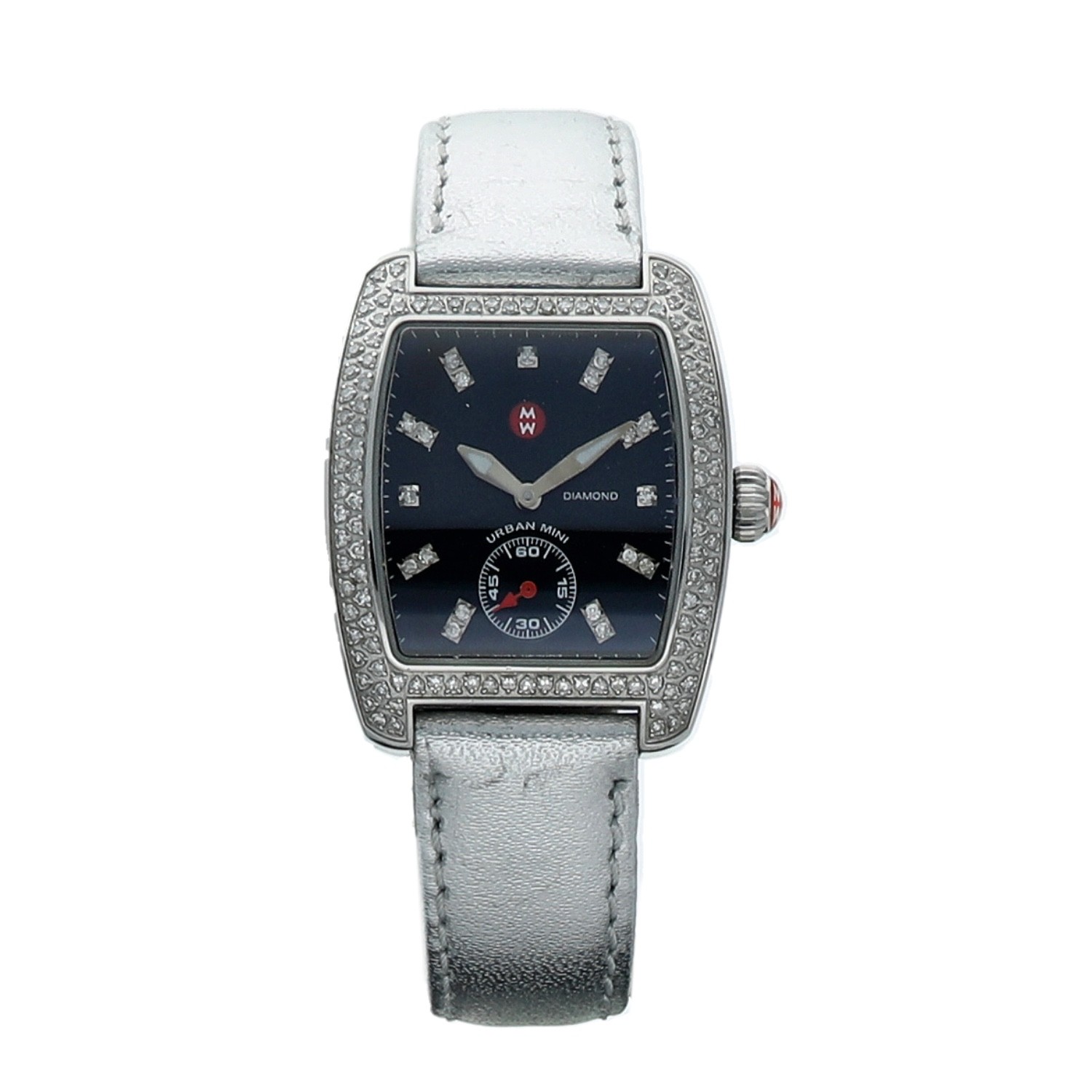 MICHELE Urban Mini Stainless Steel leather strap women’s watch Michele Mini Urban Diamond Watch White Leather Strap Silver-Tone main image 2