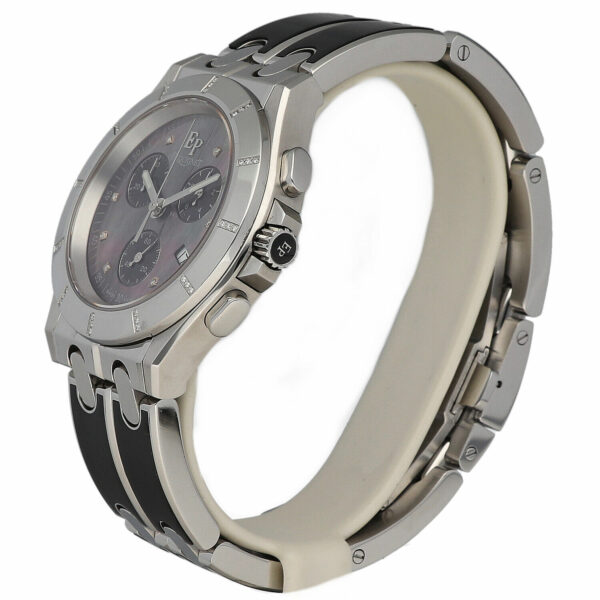 Pequignet 003 Chrono 38mm Steel Black Tahitian Diamond MOP Quartz Wristwatch 125118188150 2