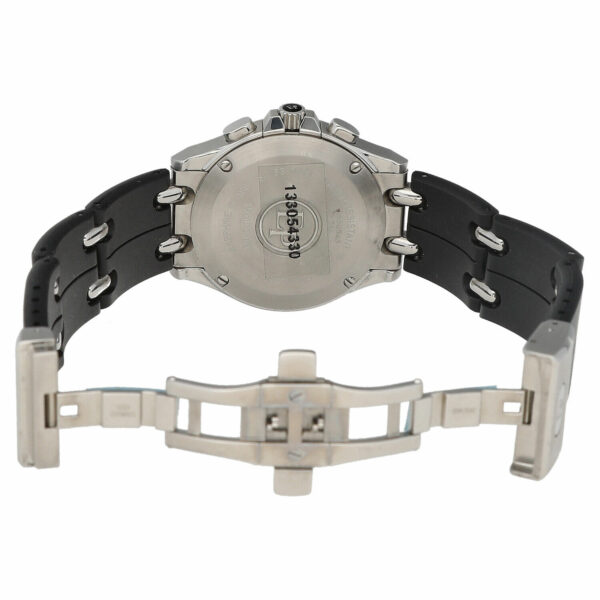 Pequignet 234 Chrono Black Rubber Steel 38mm Tahitian MOP Dial Quartz Wristwatch 134005134500 5
