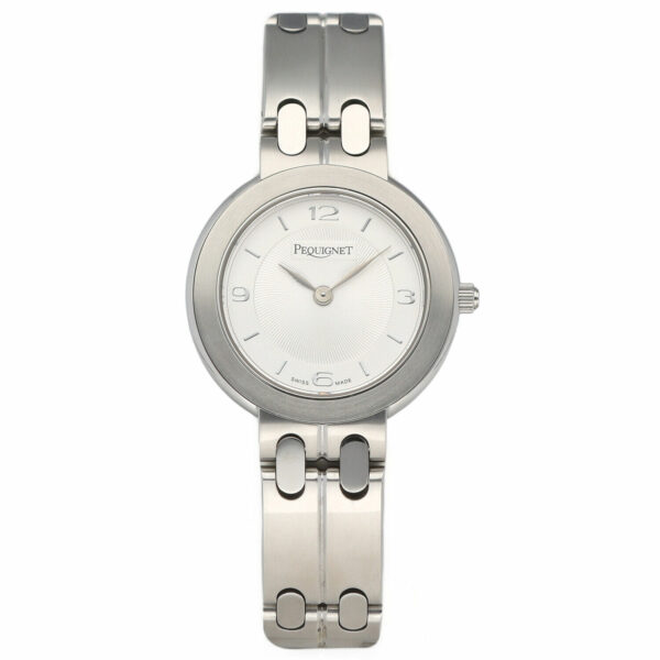 Pequignet 294 Brushed Stainless Steel 28mm Round Silver Dial Quartz Womens Watch 134014934370