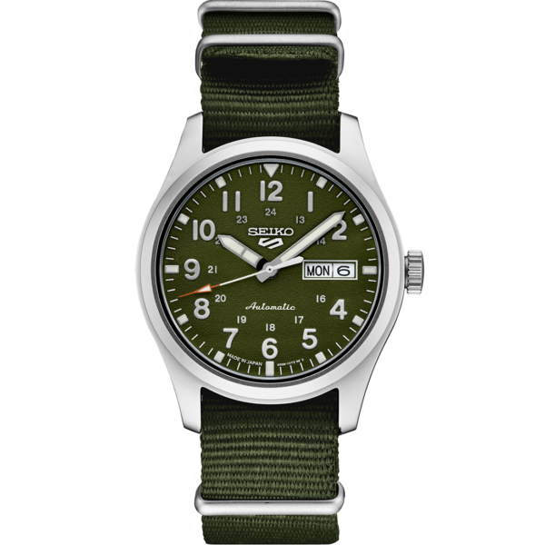 Seiko 5 Sports SRPG33 Steel 39 mm Green Nylon Day Date Automatic Mens Watch 125061266760