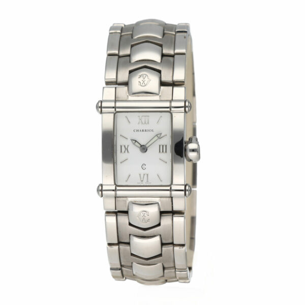 Charriol Colvmbvs CCSTRM 8127 White Dial Rectangle 20mm Steel Quartz Wrist Watch 133906124881
