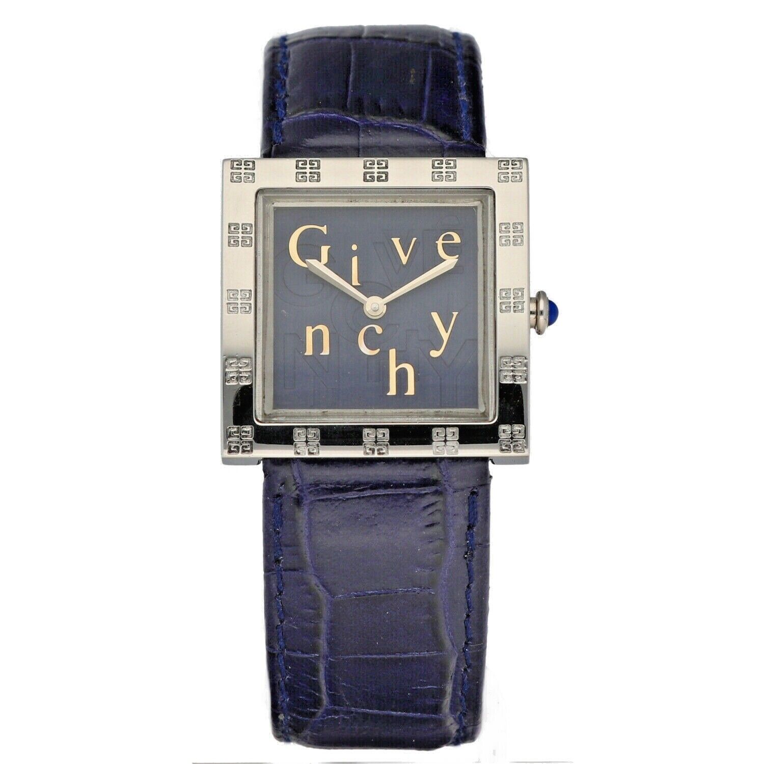 Givenchy-APSARAS-1558962-Blue-Dial-27mm-Steel-Square-Leather-Quartz-Womens-Watch-133972164091