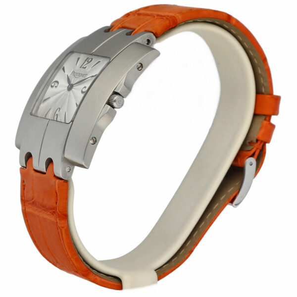 Pequignet 336 Rectangle Silver Dial 33mm Orange Leather Swiss Quartz Mens Watch 125130513881 2