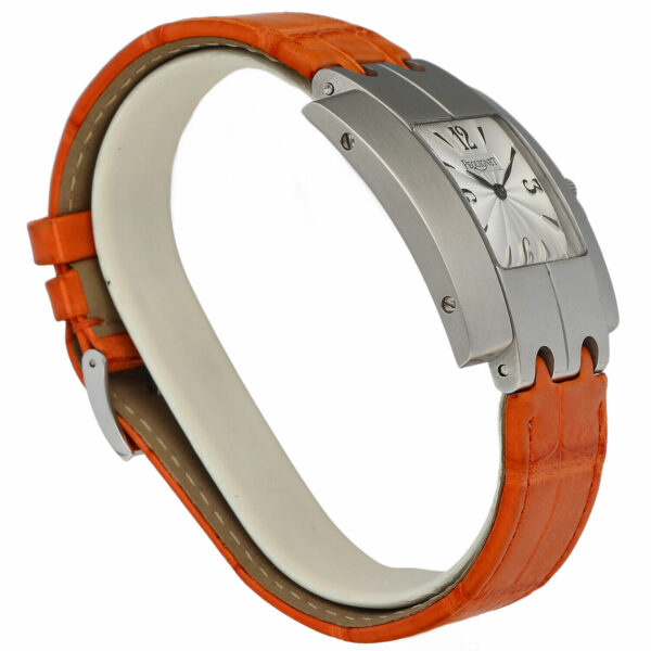 Pequignet 336 Rectangle Silver Dial 33mm Orange Leather Swiss Quartz Mens Watch 125130513881 3