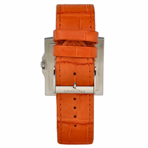 Pequignet 336 Rectangle Silver Dial 33mm Orange Leather Swiss Quartz Mens Watch 125130513881 4