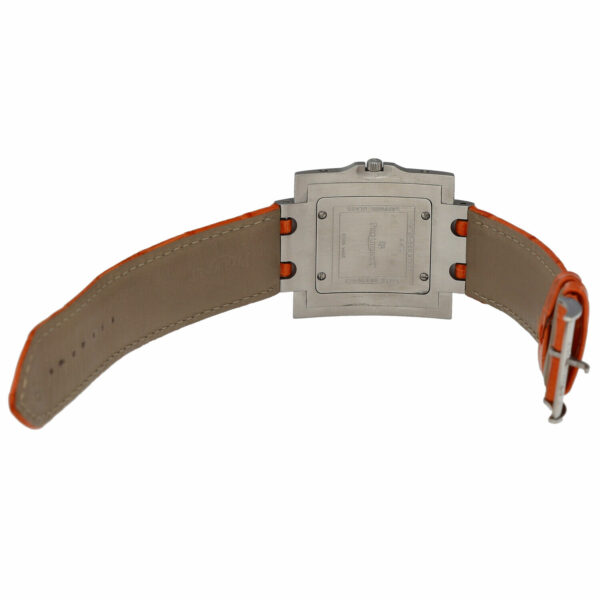Pequignet 336 Rectangle Silver Dial 33mm Orange Leather Swiss Quartz Mens Watch 125130513881 5