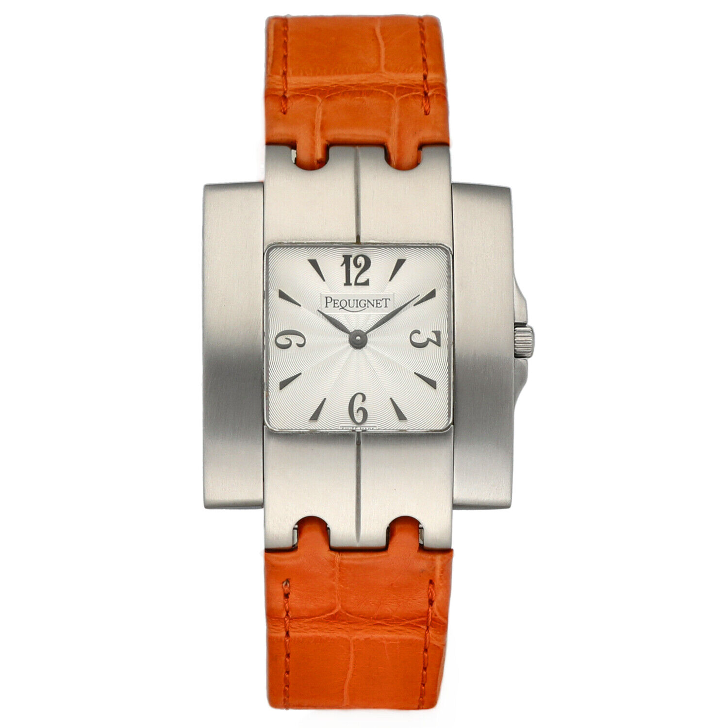 Pequignet-336-Rectangle-Silver-Dial-33mm-Orange-Leather-Swiss-Quartz-Mens-Watch-125130513881