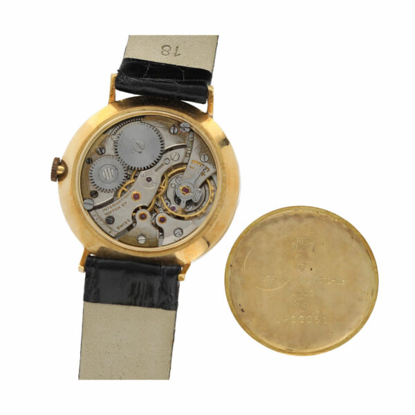 Vintage International Watch Co 18k 750 Yellow Gold 35mm Black Dial Manual Watch 133932249741 7