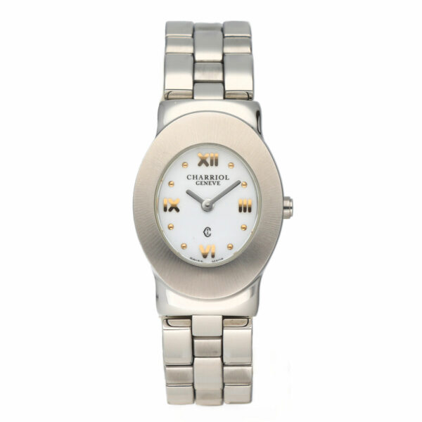 Charriol AZURO 300905 White Dial Oval 24mm Stainless Steel Quartz Womens Watch 115050094252