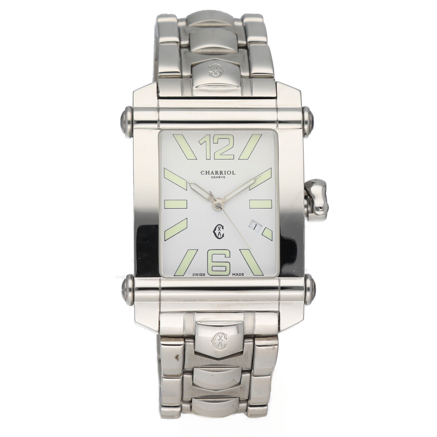 Charriol-Columbus-940930-White-Dial-Steel-30mm-Rectangle-Quartz-Wrist-Watch-115031067682