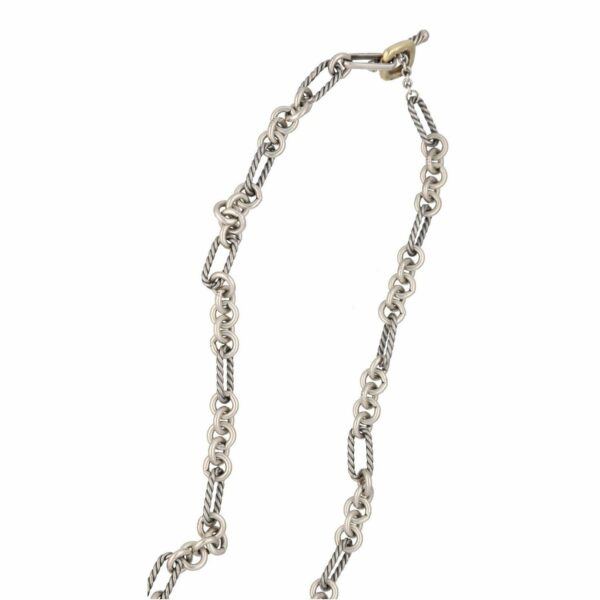 David Yurman 18k Sterling Silver 925 Figaro Chain Toggle Womens Necklace 175 124999366882 3