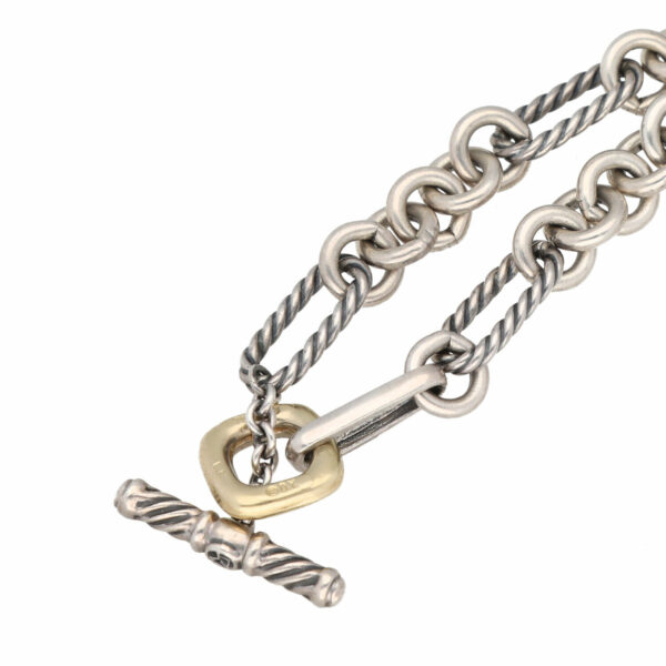 David Yurman 18k Sterling Silver 925 Figaro Chain Toggle Womens Necklace 175 124999366882 5