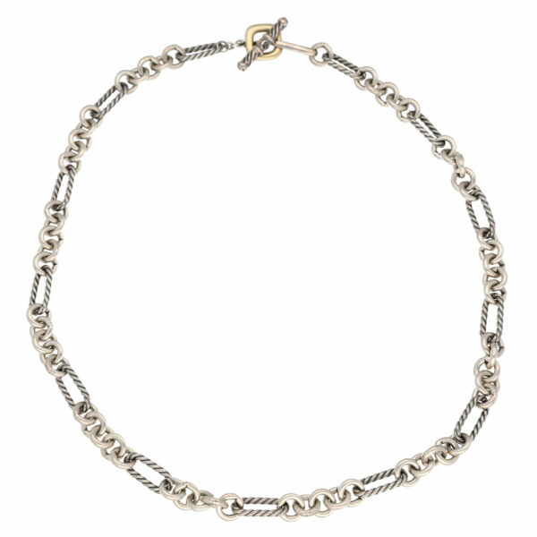 David Yurman 18k Sterling Silver 925 Figaro Chain Toggle Womens Necklace 175 124999366882