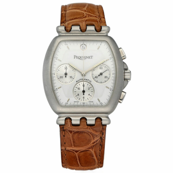 Pequignet 146 Chrono Tonneau 35mm Light Brown Leather Swiss Automatic Mens Watch 125130593562
