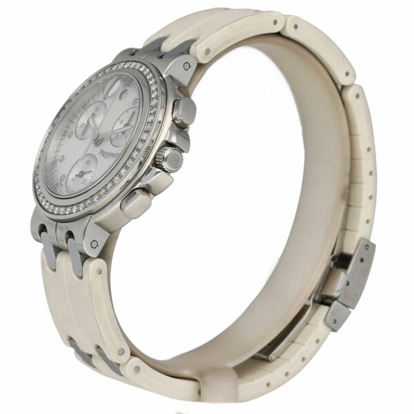 Pequignet 247 Chronograph Diamonds 38mm Rubber Steel MOP Quartz Wristwatch 115220632232 2