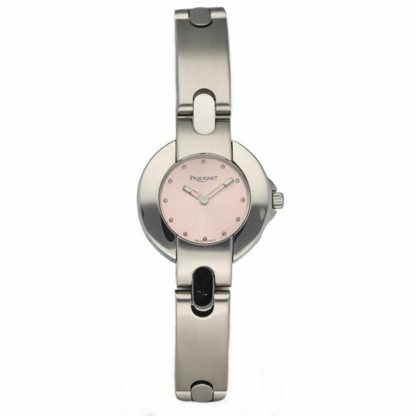 Pequignet 356 Stainless Steel 24mm Round Pink Dial Quartz Swiss Womens Watch 134004255502