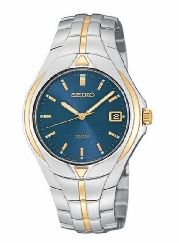 Seiko SGE798 Blue Dial Two Tone Stainless Steel 39mm Quartz Mens Watch 133837217462