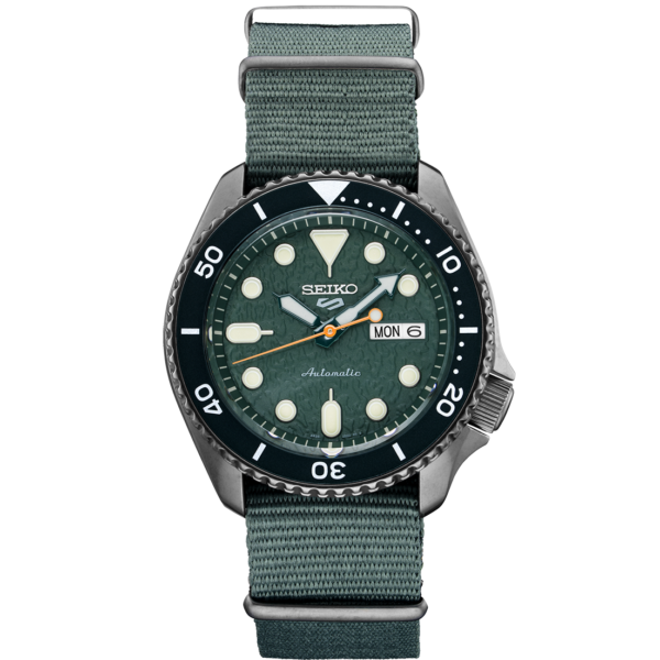 Seiko SRPD77 5 Sports 42mm Black PVD Steel Green Nylon Automatic Mens Watch 115036294712