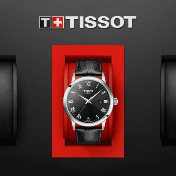 Tissot T1294101605300 Classic Dream Black Roman Steel Leather Mens Watch 133913258692 4