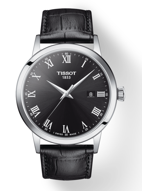 Tissot T1294101605300 Classic Dream Black Roman Steel Leather Mens Watch 133913258692