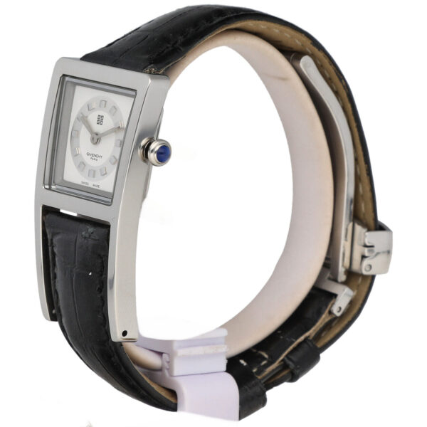 Givenchy SPOT S400057 White Dial Steel Rectangle Leather Quartz Womens Watch 115153870463 2