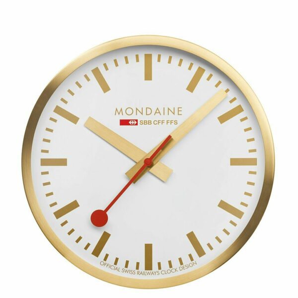 Mondaine A990CLOCK 18SBG Aluminum Brushed Gold 250mm Wall Clock 124978902973