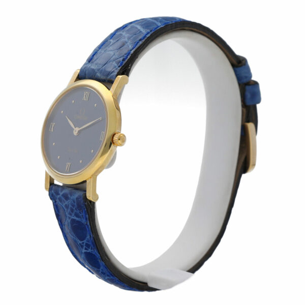 Omega De Ville 18k Yellow Gold Blue Leather 25mm Quartz Petite Ladies Watch 124850195643 2