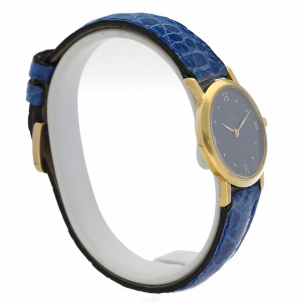 Omega De Ville 18k Yellow Gold Blue Leather 25mm Quartz Petite Ladies Watch 124850195643 3