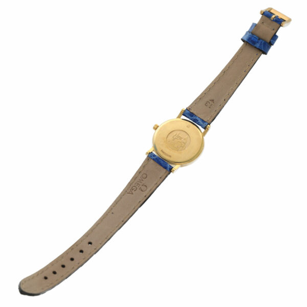 Omega De Ville 18k Yellow Gold Blue Leather 25mm Quartz Petite Ladies Watch 124850195643 7