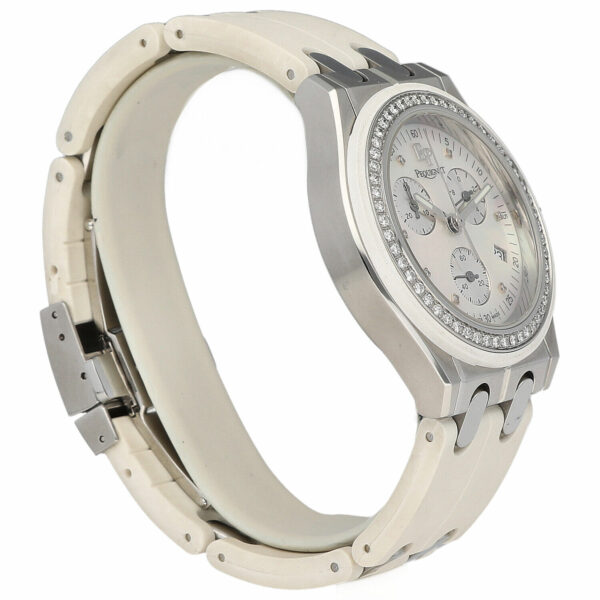 Pequignet 082 Chronograph Diamonds 38mm Rubber Steel MOP Quartz Wristwatch 115221991553 3