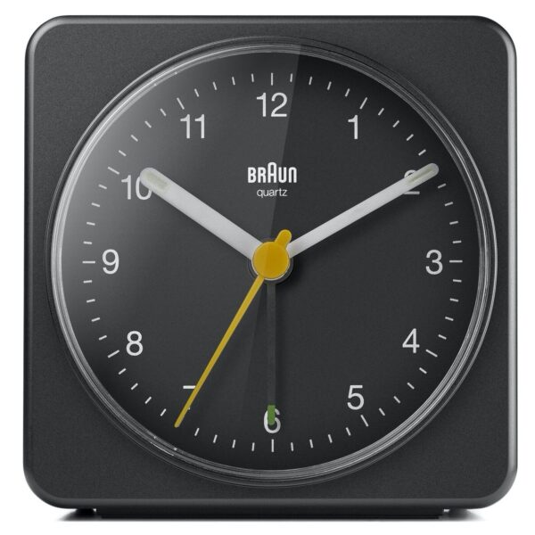 Braun BC03B Large Black Square Quartz Alarm Classic Travel Clock 125055710044