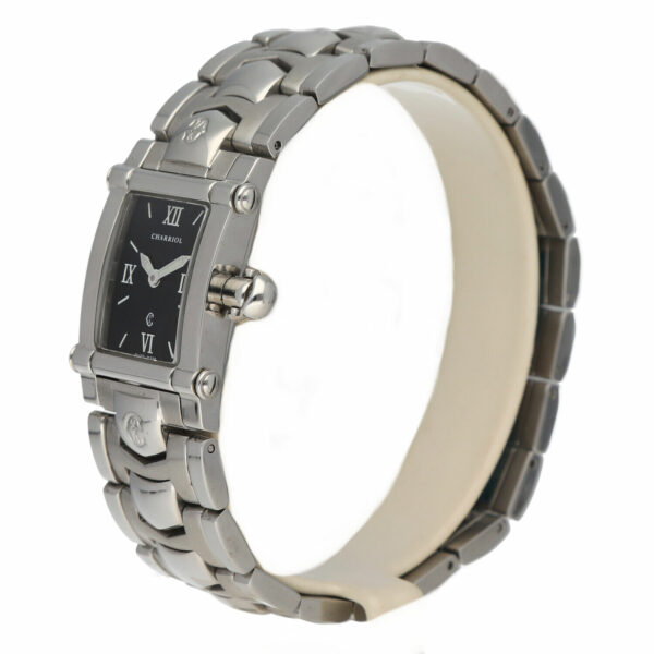 Charriol Colvmbvs CCSTRM 5163 Black Dial Rectangle 20mm Steel Quartz Wrist Watch 115050161034 2