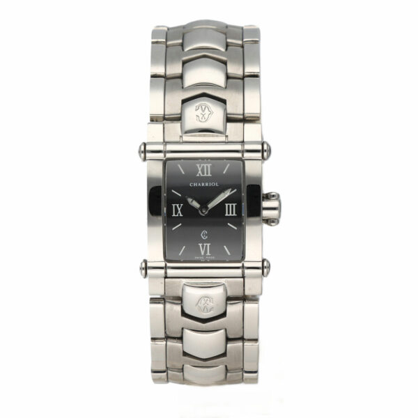 Charriol Colvmbvs CCSTRM 5163 Black Dial Rectangle 20mm Steel Quartz Wrist Watch 115050161034