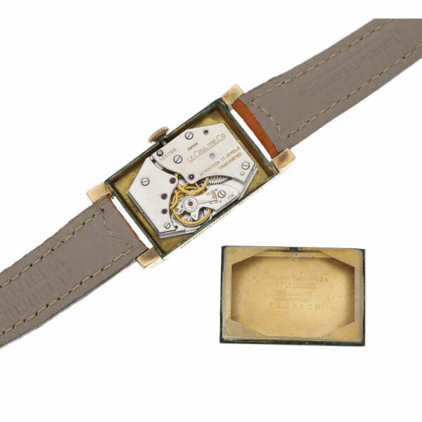 Le Coultre 10k Yellow Gold Filled Tank Rectangle Leather Manual Wind Wrist Watch 114928126904 8