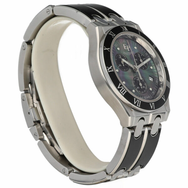 Pequignet 025 Chronograph Black Steel 38mm Tahitian MOP Dial Quartz Wristwatch 115221957384 3