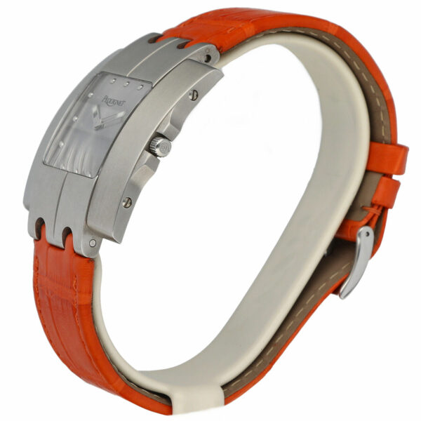 Pequignet 277 Rectangle Silver Dial 33mm Orange Leather Swiss Quartz Mens Watch 134012926624 2