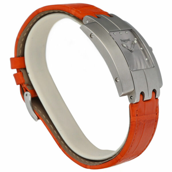 Pequignet 277 Rectangle Silver Dial 33mm Orange Leather Swiss Quartz Mens Watch 134012926624 3
