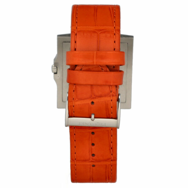 Pequignet 277 Rectangle Silver Dial 33mm Orange Leather Swiss Quartz Mens Watch 134012926624 4