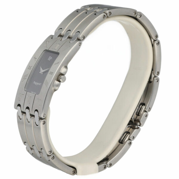 Pequignet 558 Rectangle Stainless Steel 21mm Black Dial Swiss Quartz Wrist Watch 115236397414 2