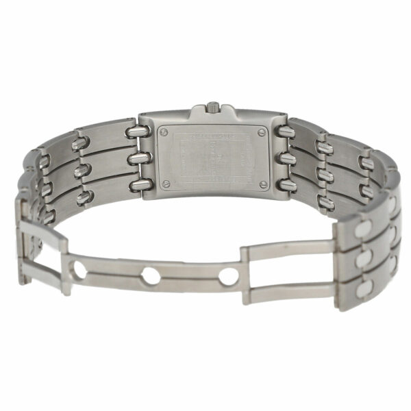 Pequignet 558 Rectangle Stainless Steel 21mm Black Dial Swiss Quartz Wrist Watch 115236397414 5