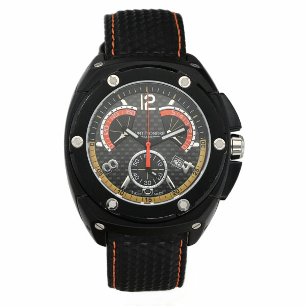 Saint Honore 8896737 B09 Chrono Limited 45mm PVD Black Rubber Quartz Mens Watch 133969989554