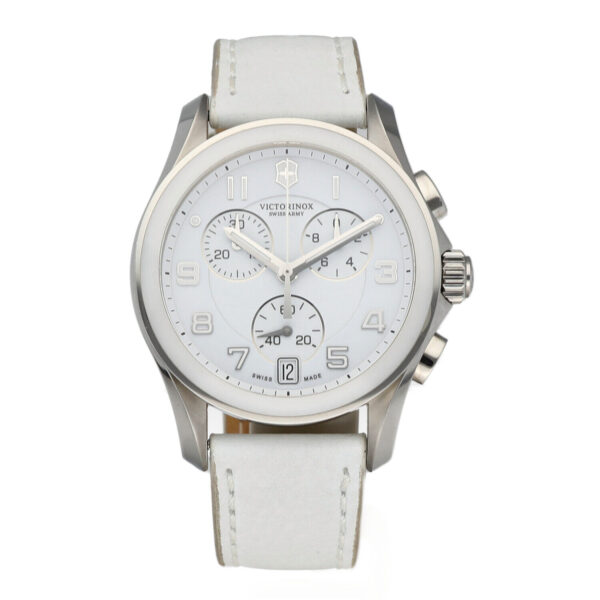 Victorinox Swiss Army 241500 Chrono White Ceramic Steel 40mm Quartz Wrist Watch 125040563114