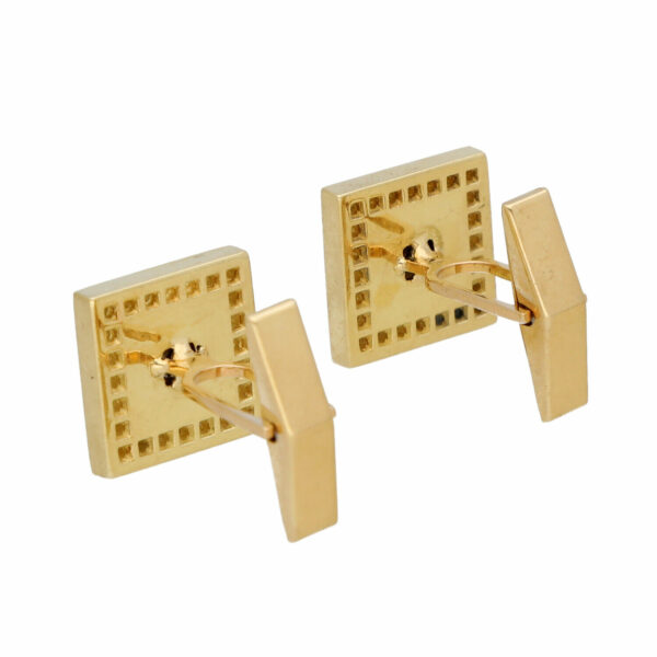 14k 585 Yellow Gold Square Mother of Pearl Diamond Mens Cufflinks 133914328565 5