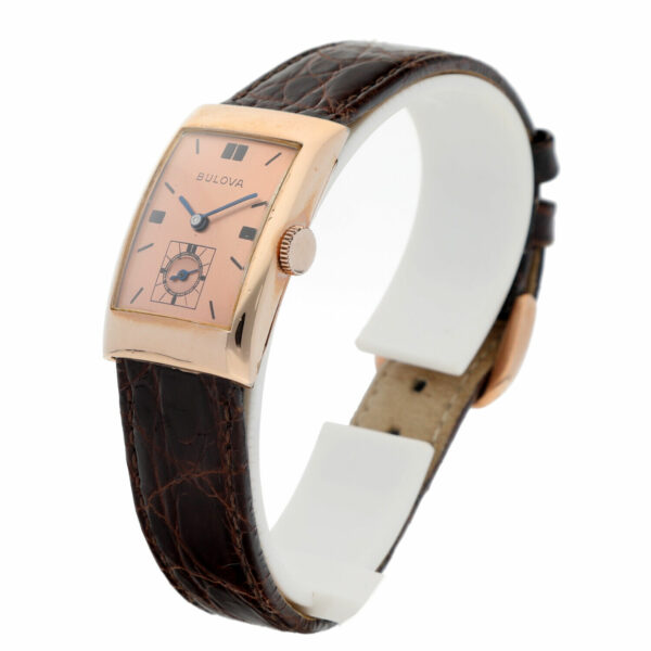Bulova 14k Rose Gold Filled Copper Dial Rectangle Manual Wind Wrist Watch 133843455965 2