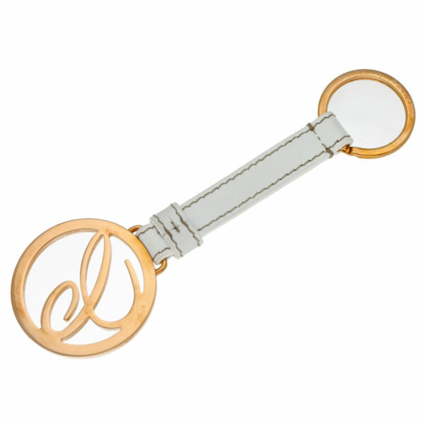 Chopard 95016 0053 Porte Cles Round Logo Rose Gold Charm Keychain White 133909160835 2