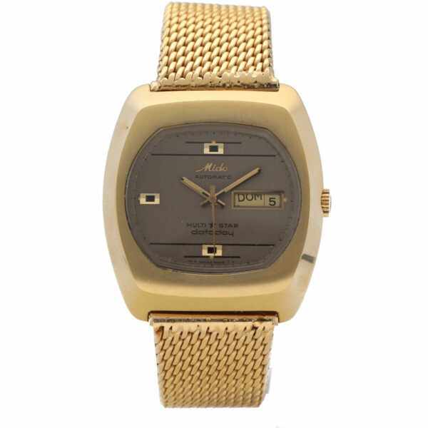 Mido Multi Star Dataday 1829 Gold Plated Grey Dial Swiss Automatic Mens Watch 124905511755